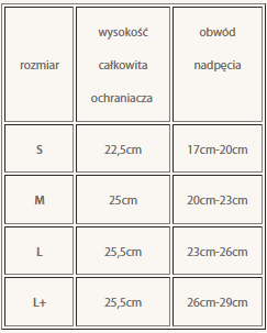 tabela rozmiarów ochraniaczy dresażowych Zandona King tył.PNG