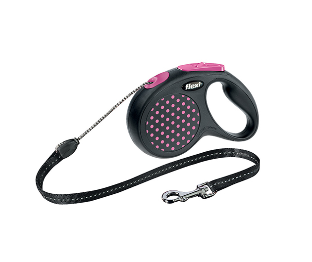 Smycz Flexi Design linka S 5m  czarna z różowym